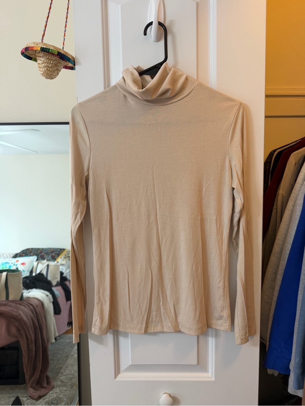 Light Cream Long Sleeve Turtleneck Top